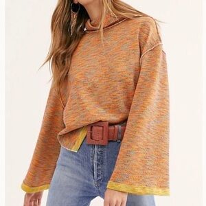 Free People Sunny Days Orange turtleneck top small NWT